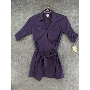 Converse One Star Wrap Dress Womens XL Purple NWT Utility Military Short Sleeve